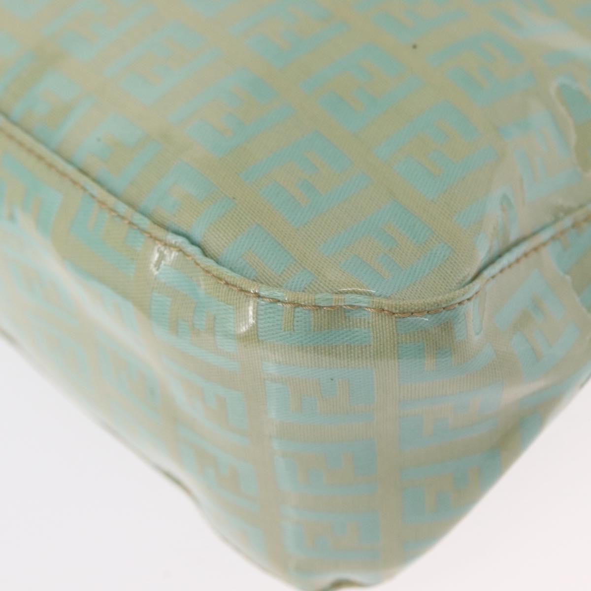 FENDI Zucchino Canvas Mamma Baguette Bag PVC Gold Light Green Auth 154750