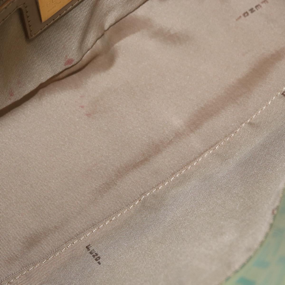 FENDI Zucchino Canvas Mamma Baguette Bag PVC Gold Light Green Auth 154750