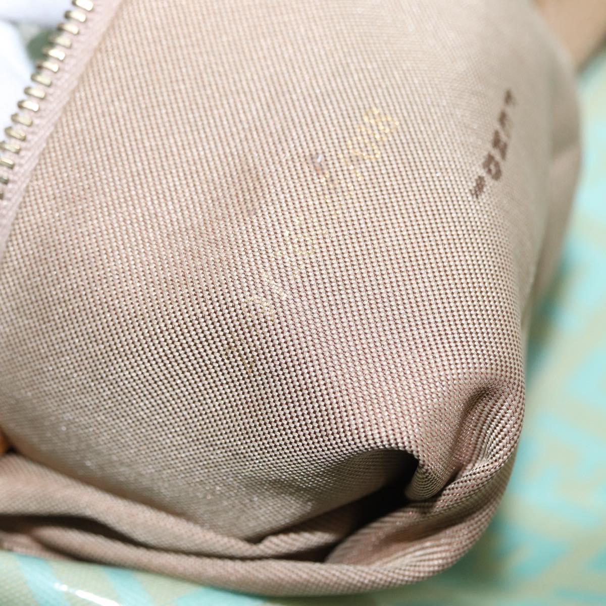 FENDI Zucchino Canvas Mamma Baguette Bag PVC Gold Light Green Auth 154750