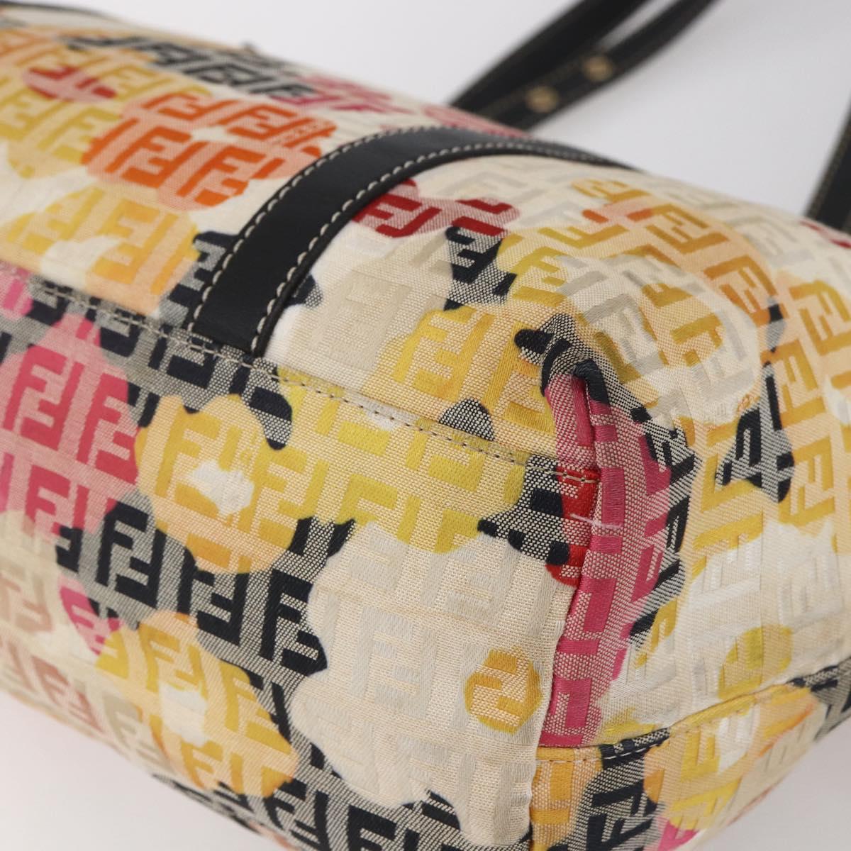 FENDI Zucchino Canvas Tote Bag Multicolor Gold Auth 154751V