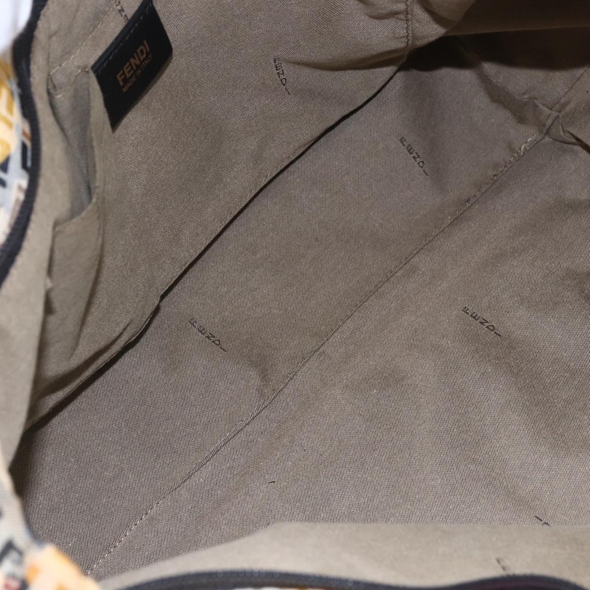 FENDI Zucchino Canvas Tote Bag Multicolor Gold Auth 154751V