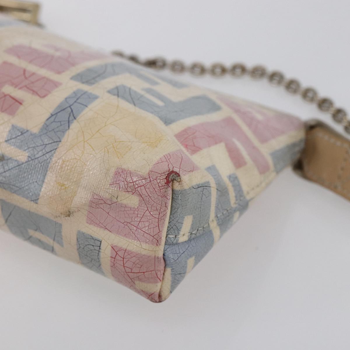 FENDI Zucca Canvas Accessory Pouch Coated Canvas Multicolor Gold Auth 154752