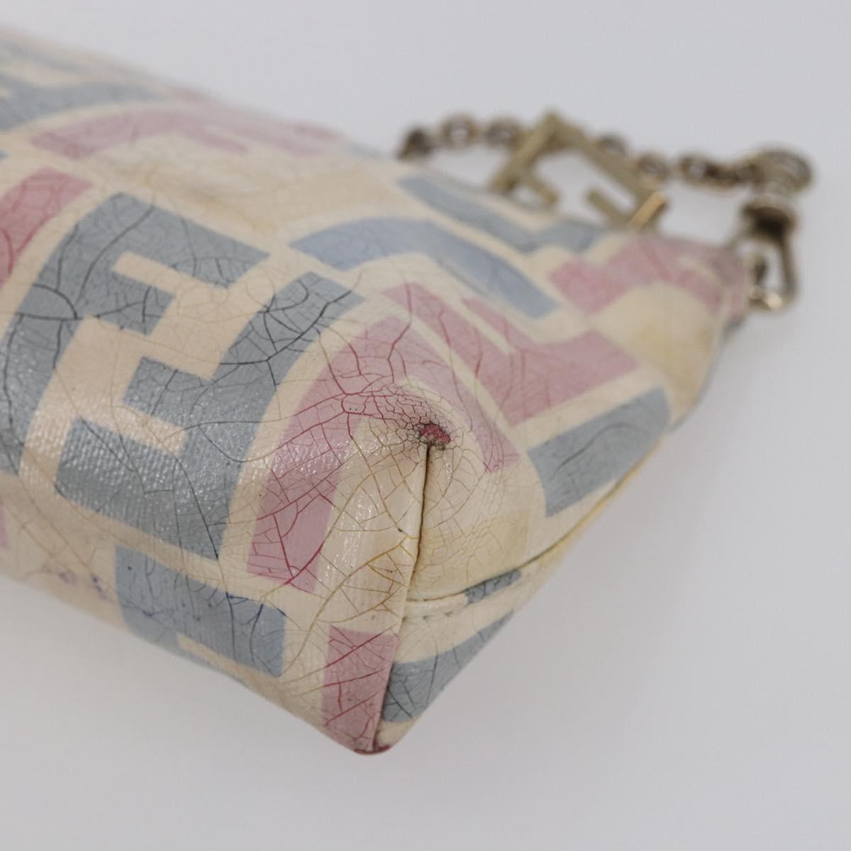 FENDI Zucca Canvas Accessory Pouch Coated Canvas Multicolor Gold Auth 154752