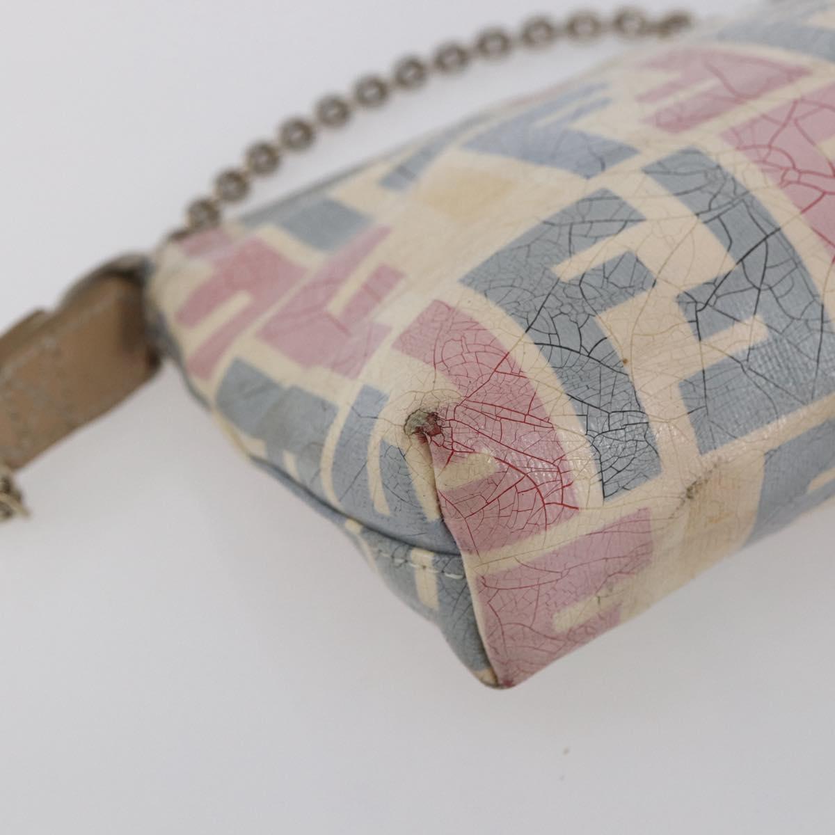 FENDI Zucca Canvas Accessory Pouch Coated Canvas Multicolor Gold Auth 154752