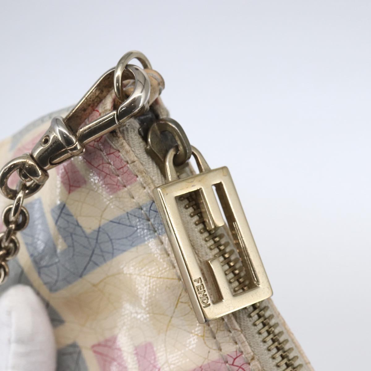 FENDI Zucca Canvas Accessory Pouch Coated Canvas Multicolor Gold Auth 154752