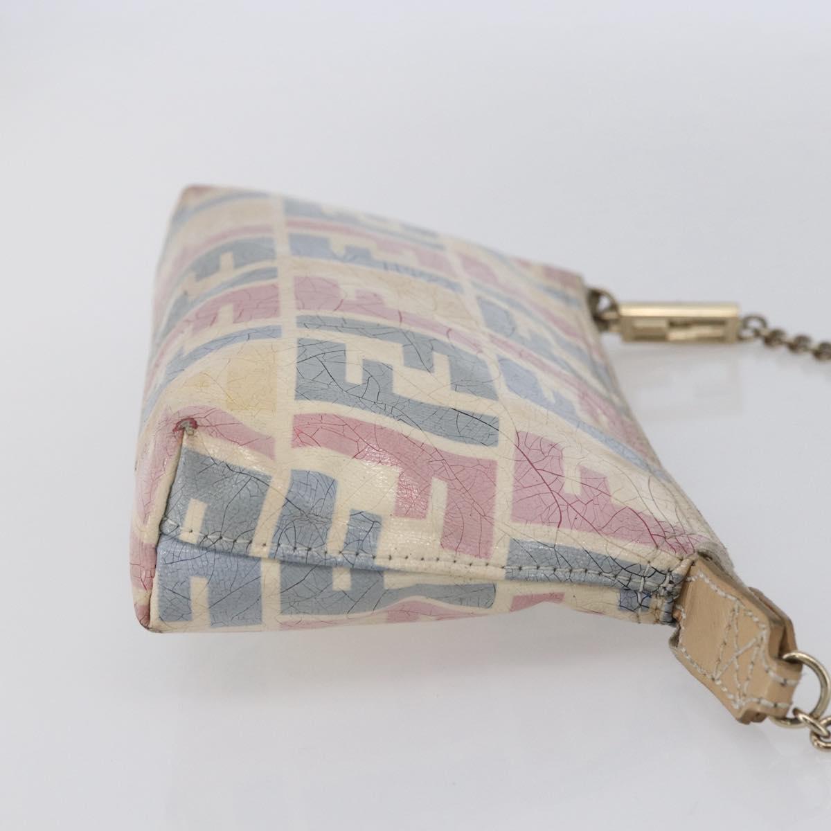 FENDI Zucca Canvas Accessory Pouch Coated Canvas Multicolor Gold Auth 154752