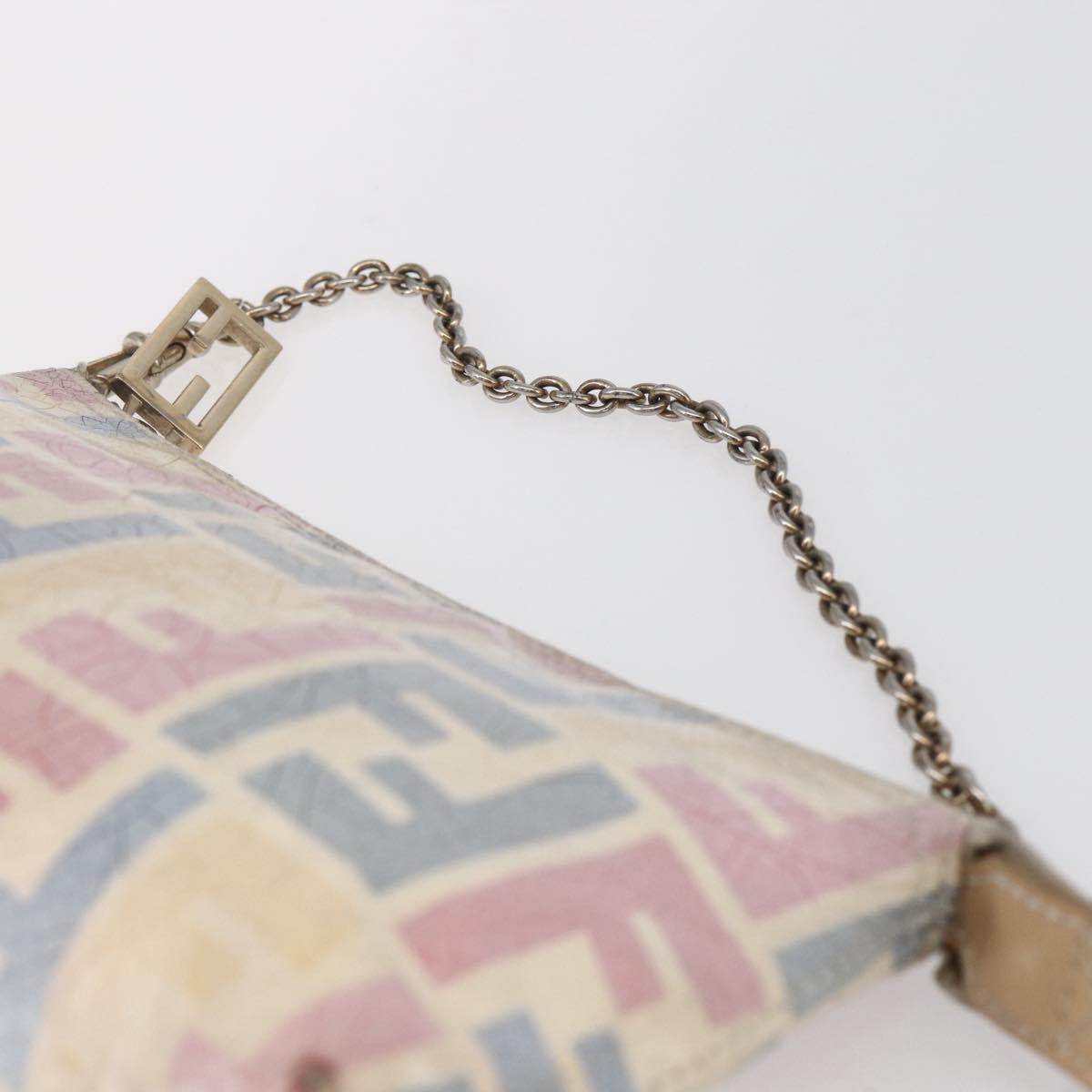 FENDI Zucca Canvas Accessory Pouch Coated Canvas Multicolor Gold Auth 154752