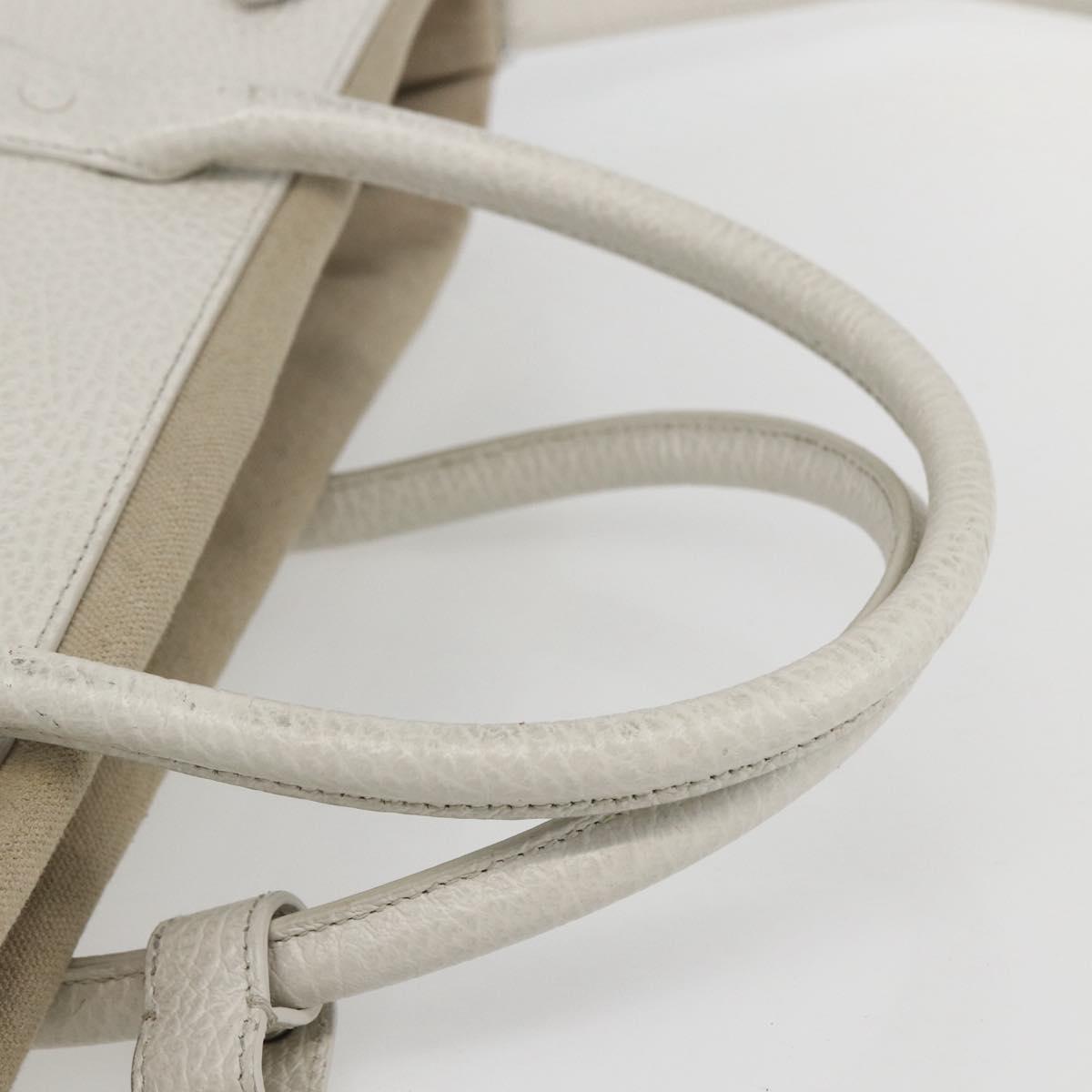 Maison Margiela 5AC Hand Bag Leather 2way White Silver Auth 154753