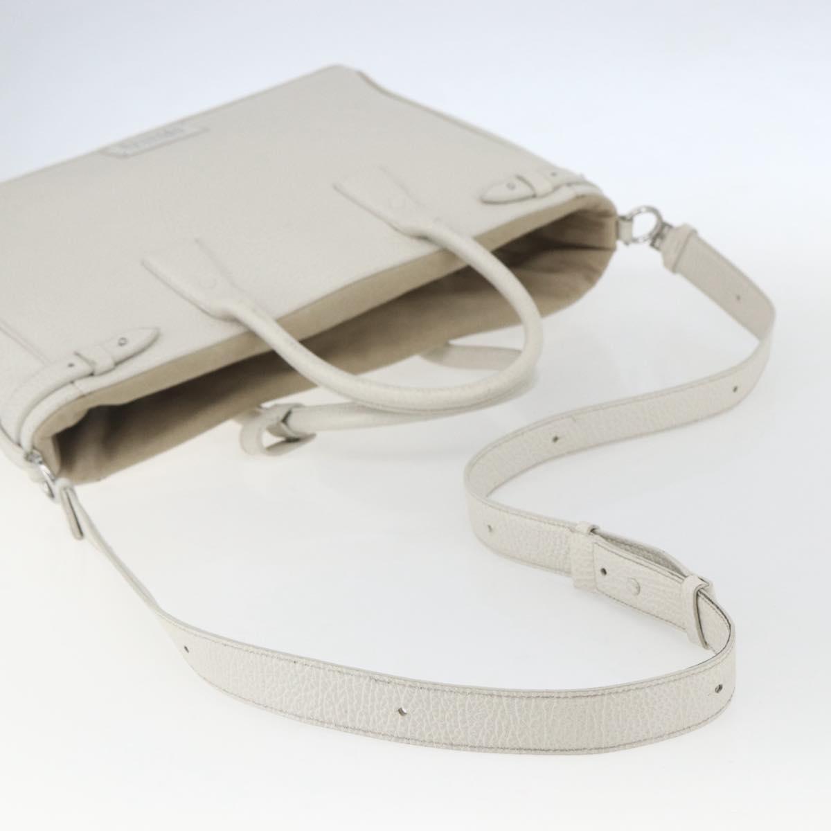 Maison Margiela 5AC Hand Bag Leather 2way White Silver Auth 154753
