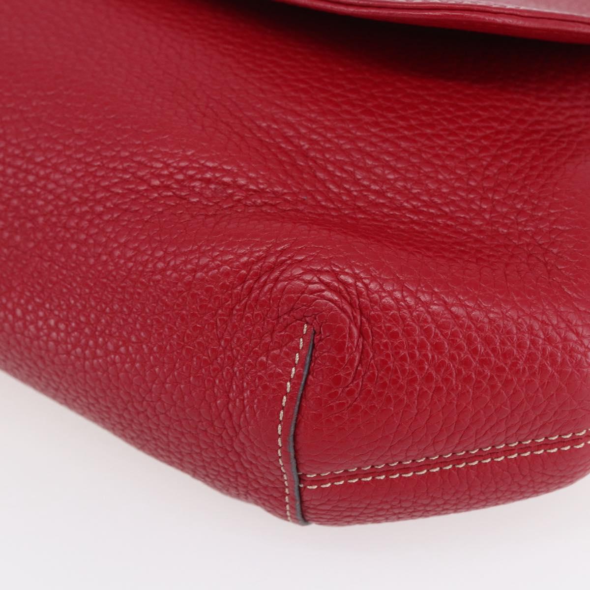 LOEWE Sender Shoulder Bag Leather Red Gold Auth 154754