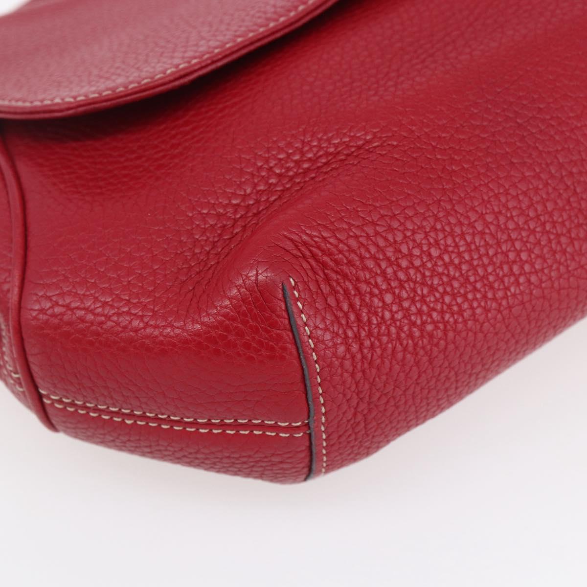 LOEWE Sender Shoulder Bag Leather Red Gold Auth 154754