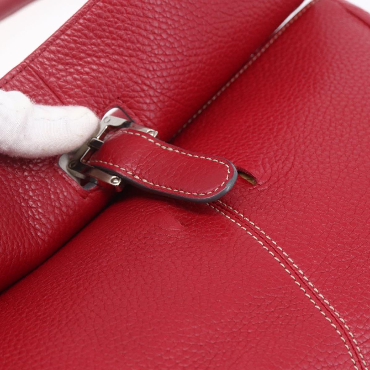 LOEWE Sender Shoulder Bag Leather Red Gold Auth 154754