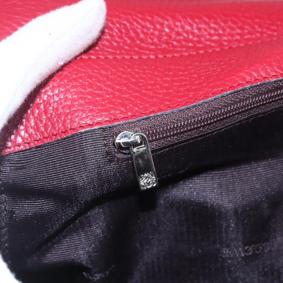 LOEWE Sender Shoulder Bag Leather Red Gold Auth 154754