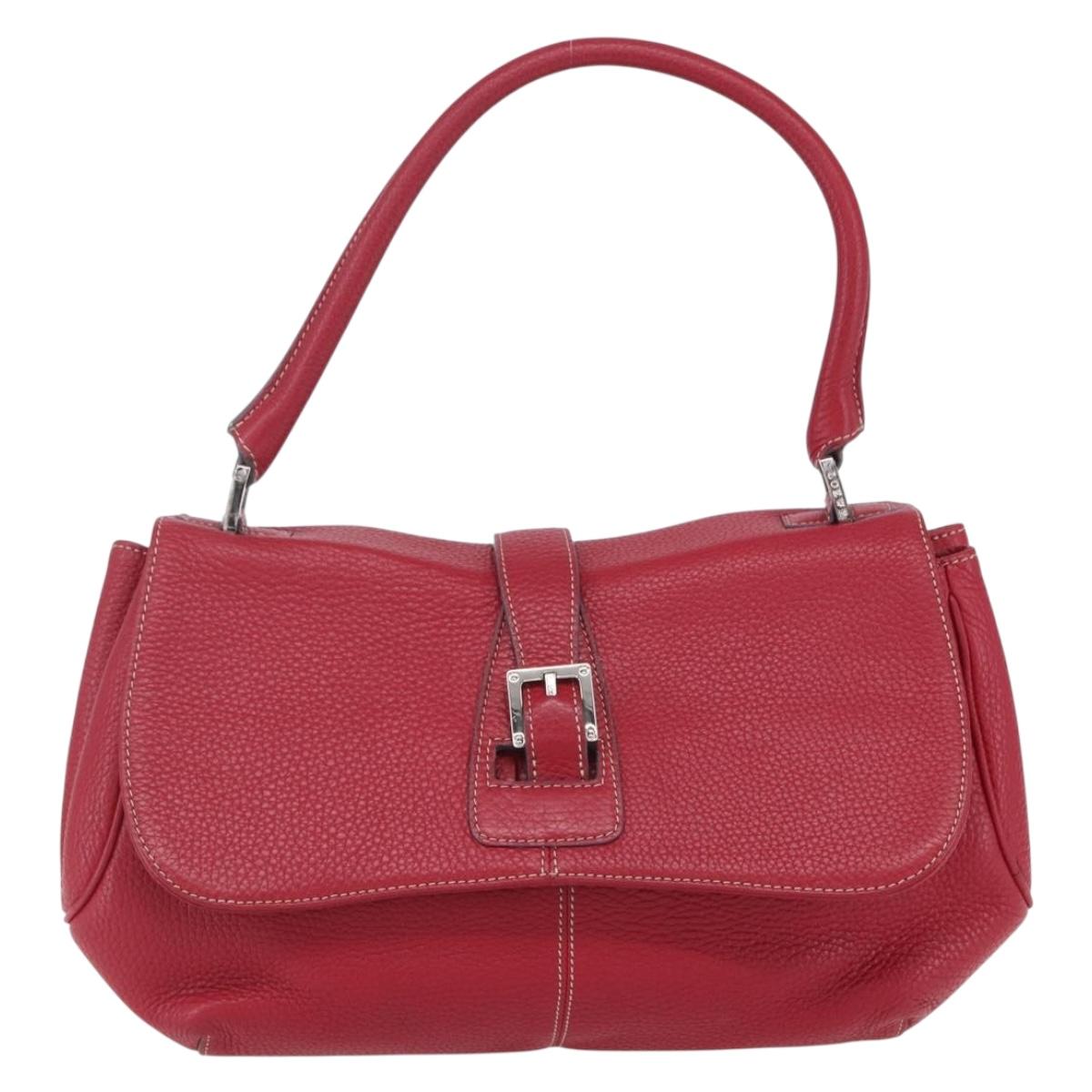 LOEWE Sender Shoulder Bag Leather Red Gold Auth 154754
