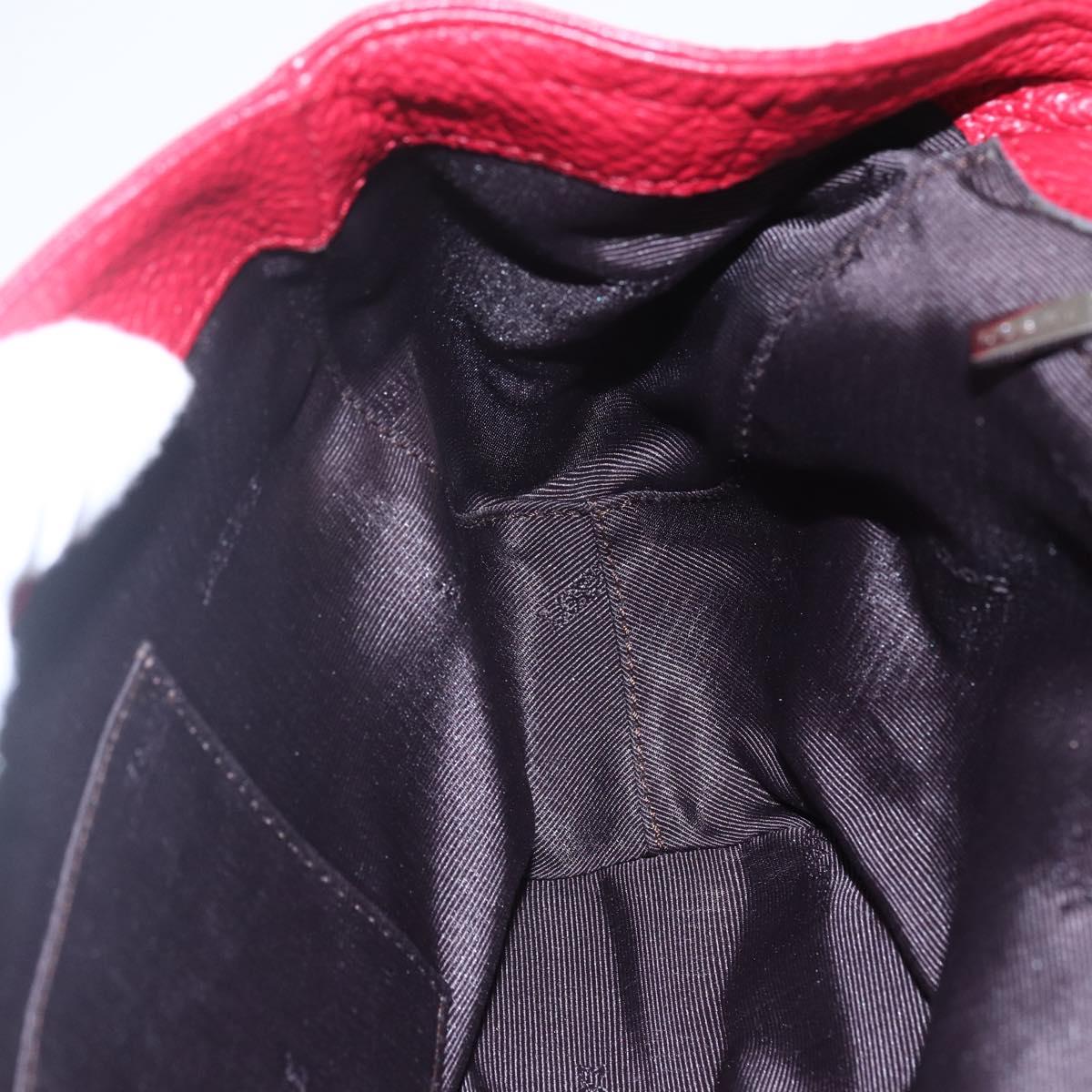 LOEWE Sender Shoulder Bag Leather Red Gold Auth 154754