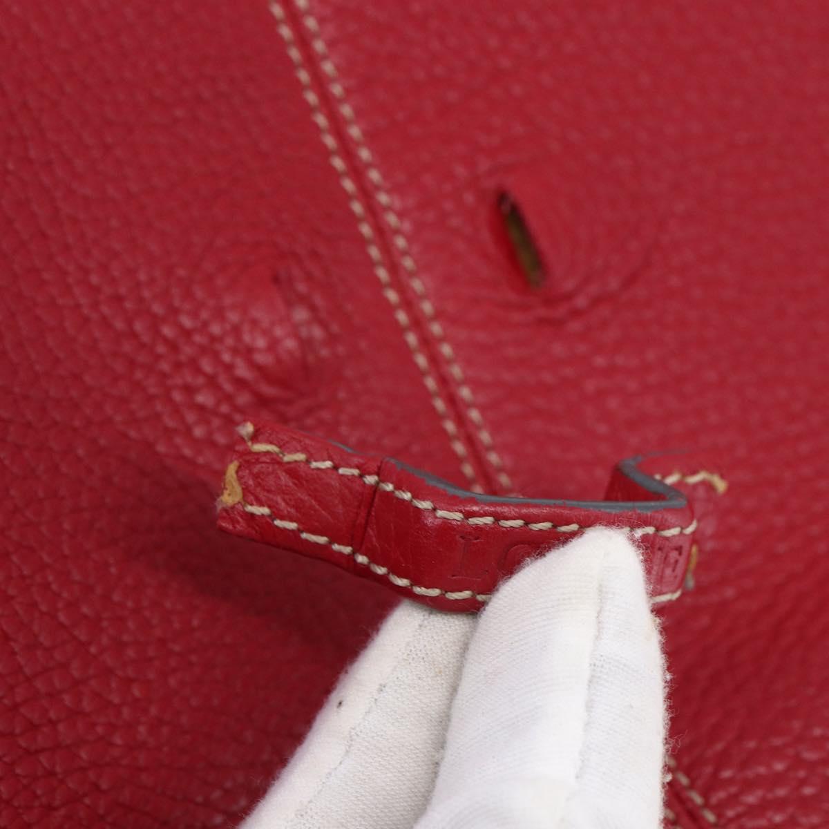 LOEWE Sender Shoulder Bag Leather Red Gold Auth 154754