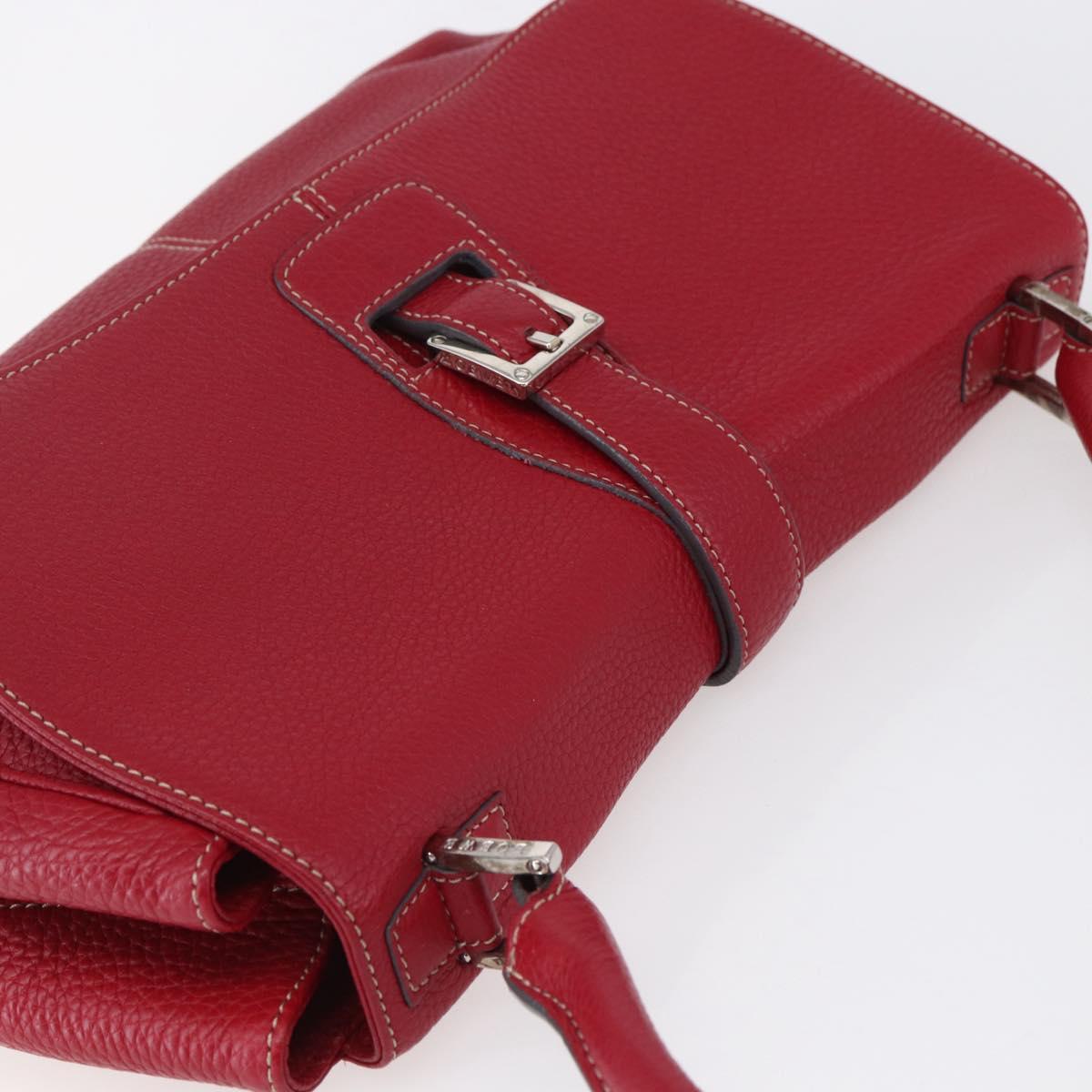 LOEWE Sender Shoulder Bag Leather Red Gold Auth 154754