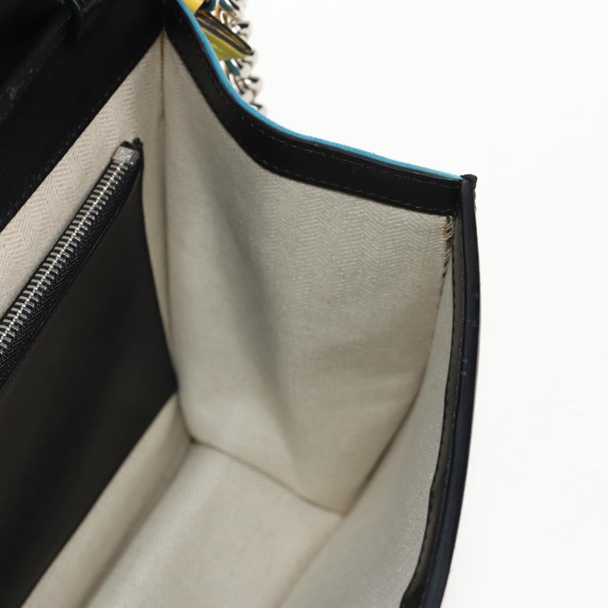 LOEWE V Anagram Chain Shoulder Bag Suede Leather 2way Blue Silver Auth 154755V