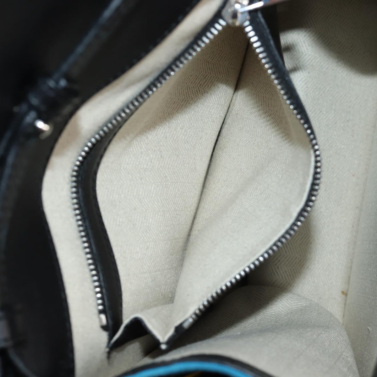 LOEWE V Anagram Chain Shoulder Bag Suede Leather 2way Blue Silver Auth 154755A