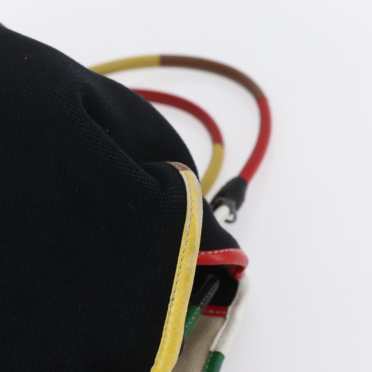 BOTTEGA VENETA Hand Bag Canvas Leather Multicolor Silver Auth 154756