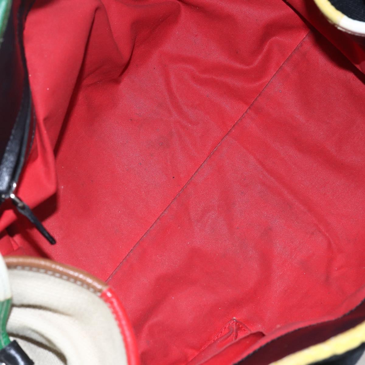 BOTTEGA VENETA Hand Bag Canvas Leather Multicolor Silver Auth 154756