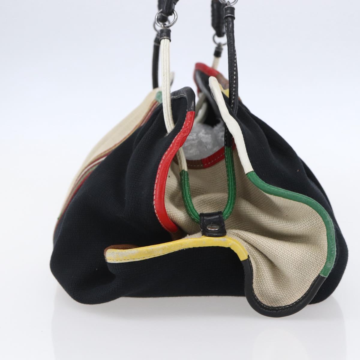 BOTTEGA VENETA Hand Bag Canvas Leather Multicolor Silver Auth 154756