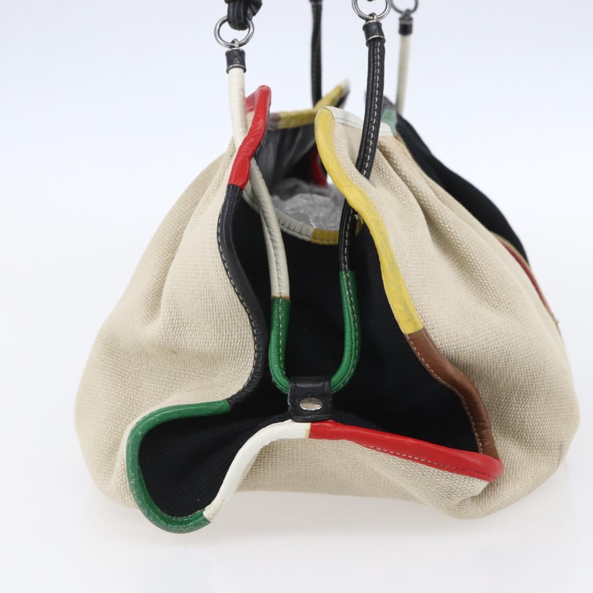 BOTTEGA VENETA Hand Bag Canvas Leather Multicolor Silver Auth 154756