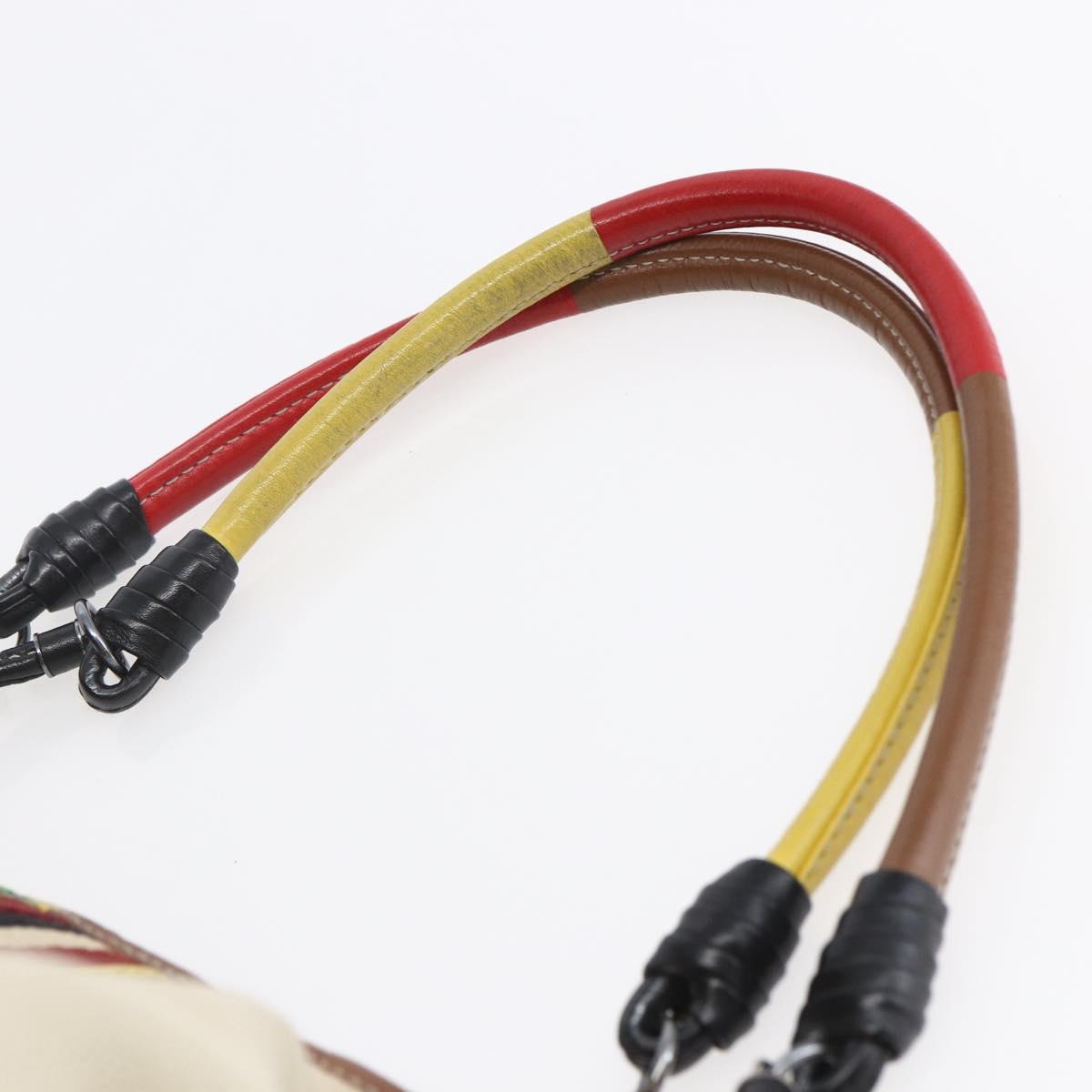 BOTTEGA VENETA Hand Bag Canvas Leather Multicolor Silver Auth 154756