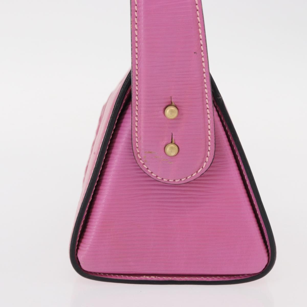 FENDI Greek Motif Hand Bag Leather Pink Gold Auth 154757