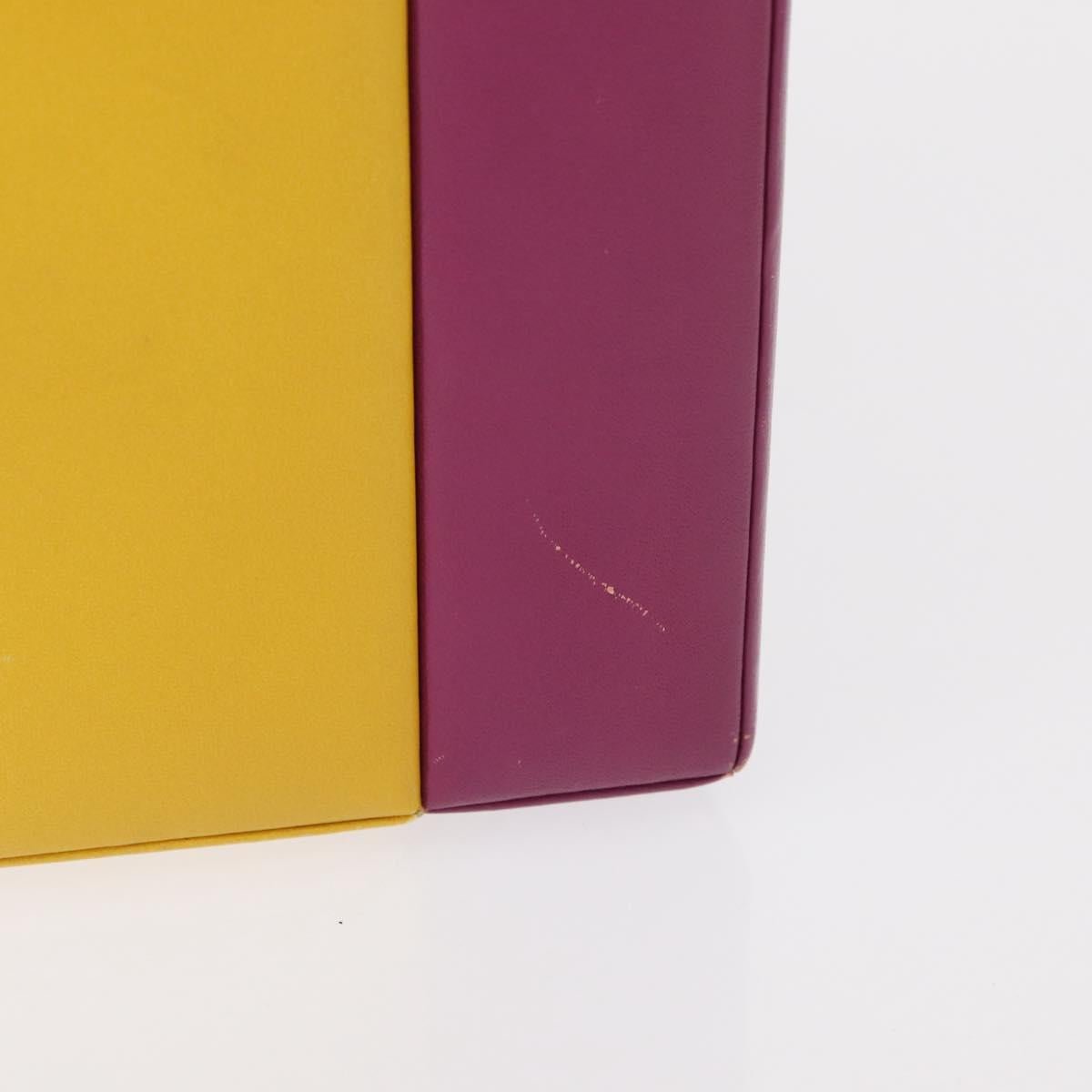 Gianni Versace Vanity Hand Bag Leather Yellow Purple gold Auth 154758