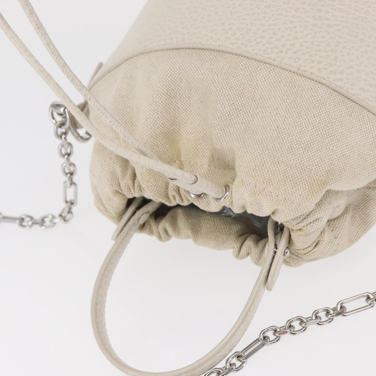 Maison Margiela 5AC Chain Shoulder Bucket Bag Leather 2way White Auth 154759