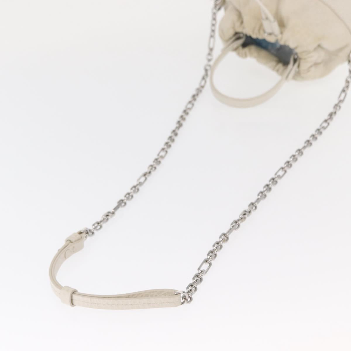 Maison Margiela 5AC Chain Shoulder Bucket Bag Leather 2way White Auth 154759