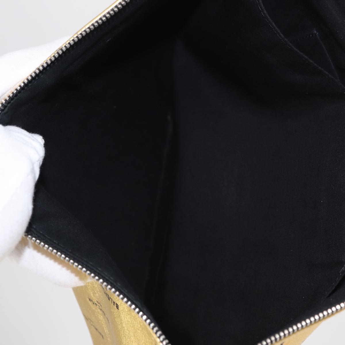 BALENCIAGA Clutch Bag Leather Gold 482874 Auth 154760