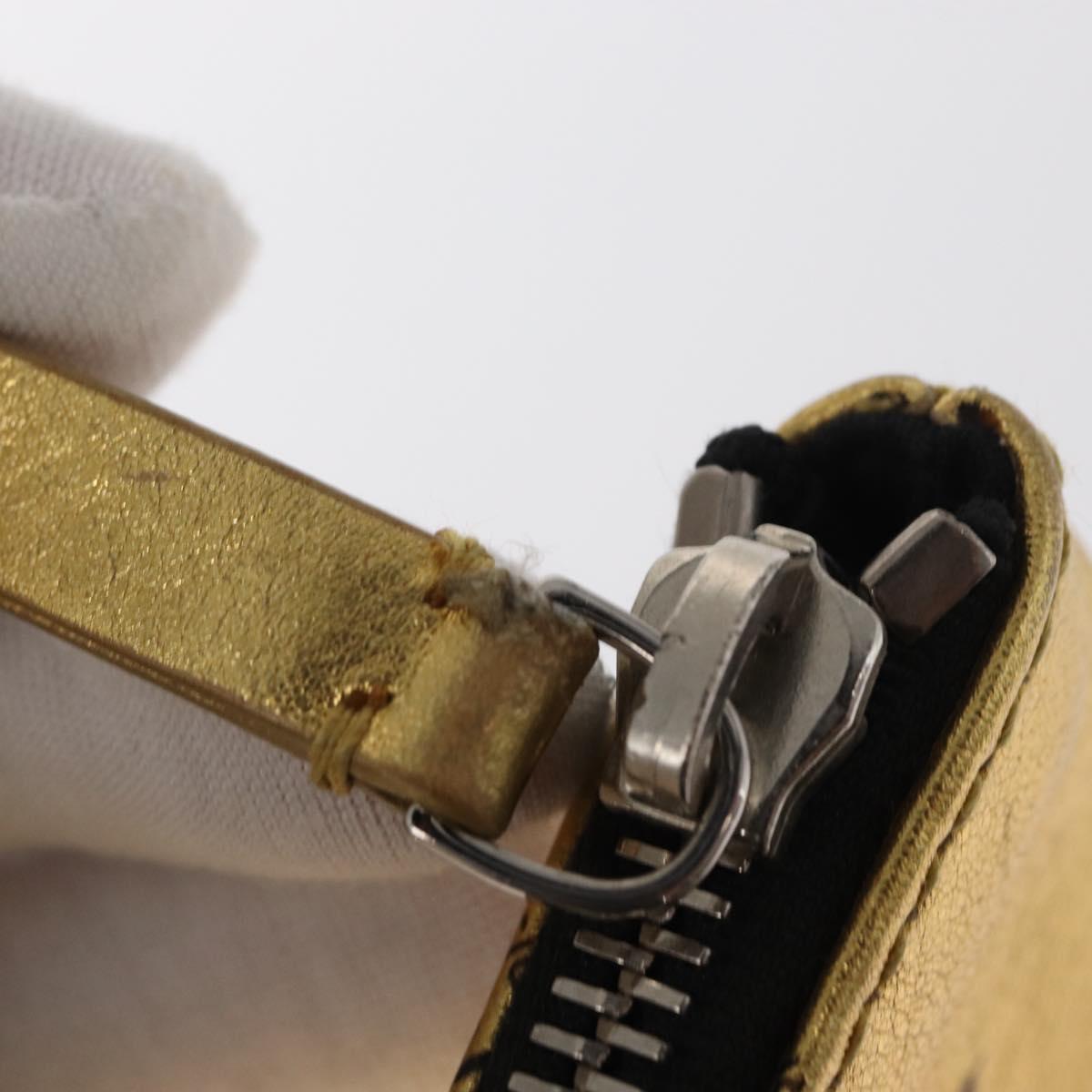 BALENCIAGA Clutch Bag Leather Gold 482874 Auth 154760