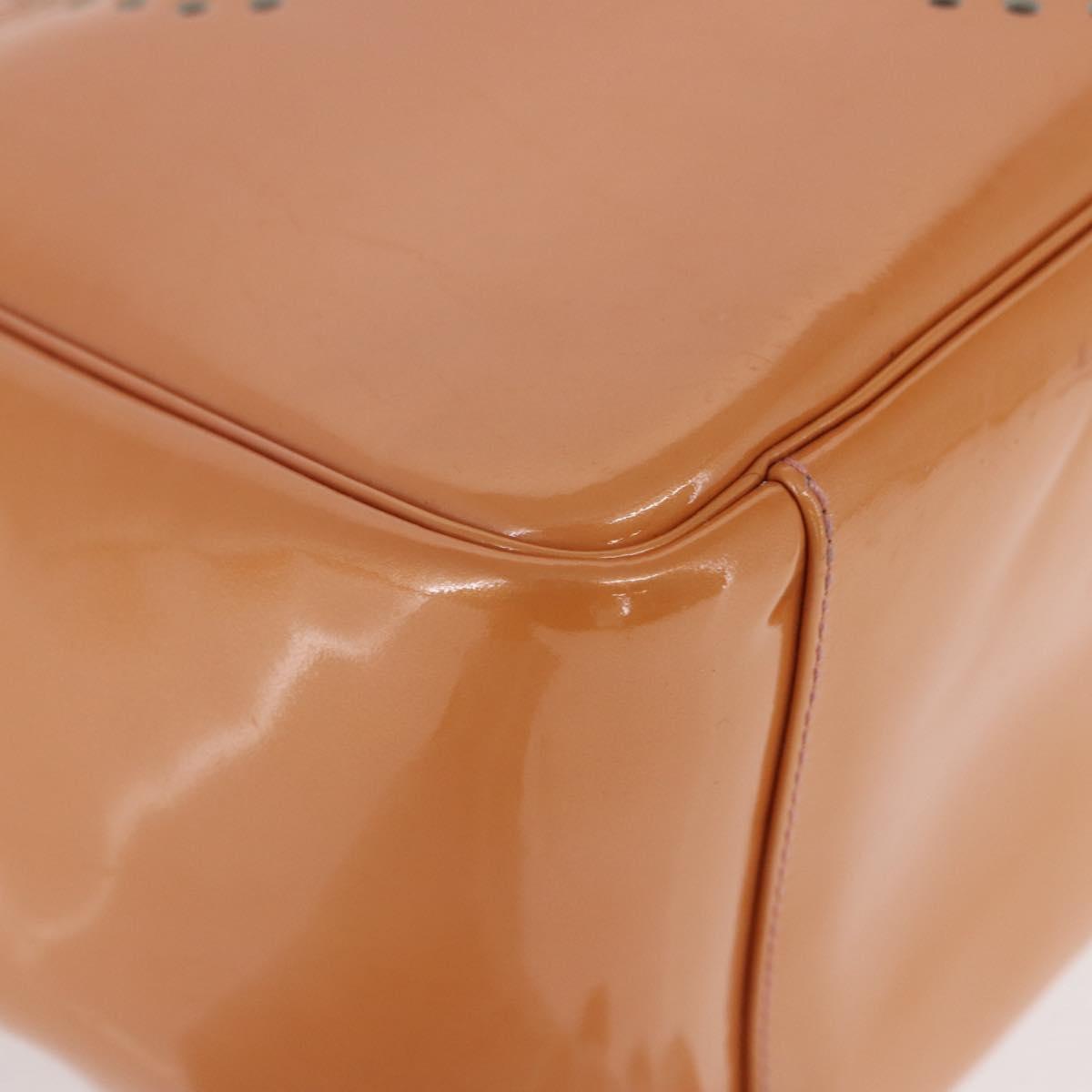 CHANEL Triple Coco Chain Tote Bag Patent leather Pink Silver CC Auth 154762