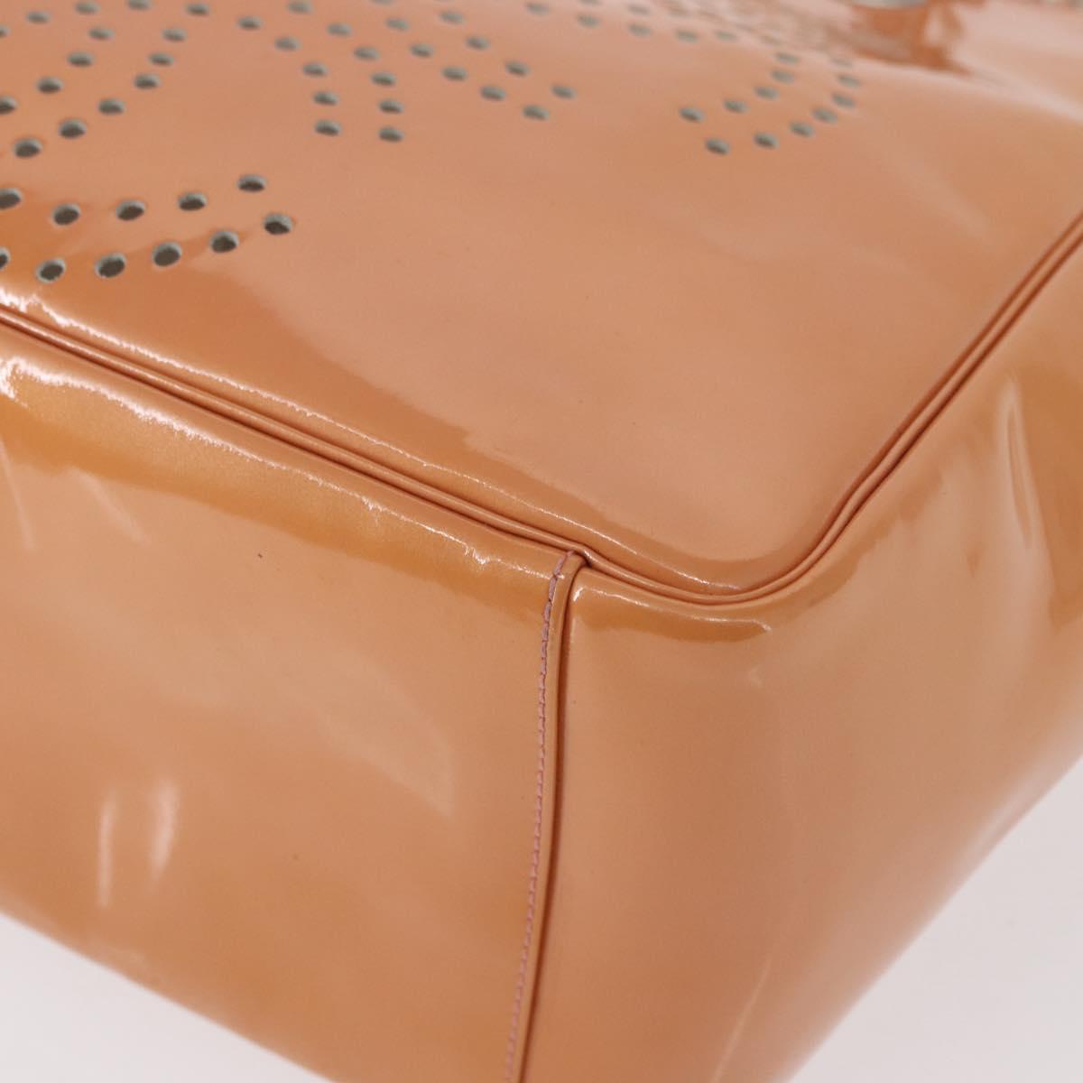 CHANEL Triple Coco Chain Tote Bag Patent leather Pink Silver CC Auth 154762