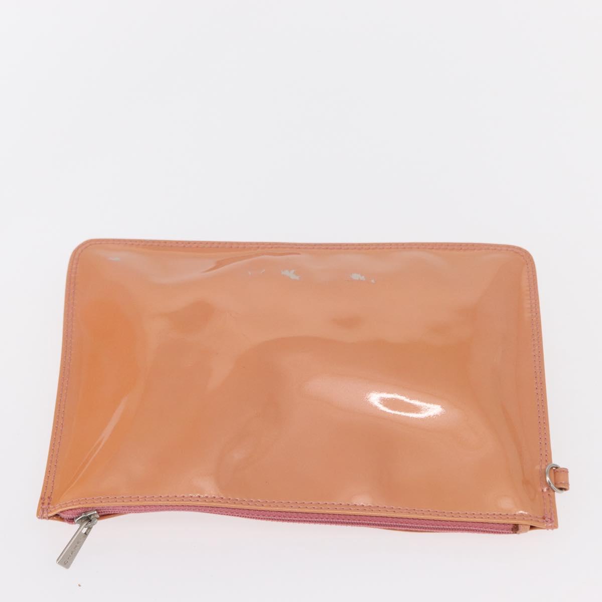 CHANEL Triple Coco Chain Tote Bag Patent leather Pink Silver CC Auth 154762