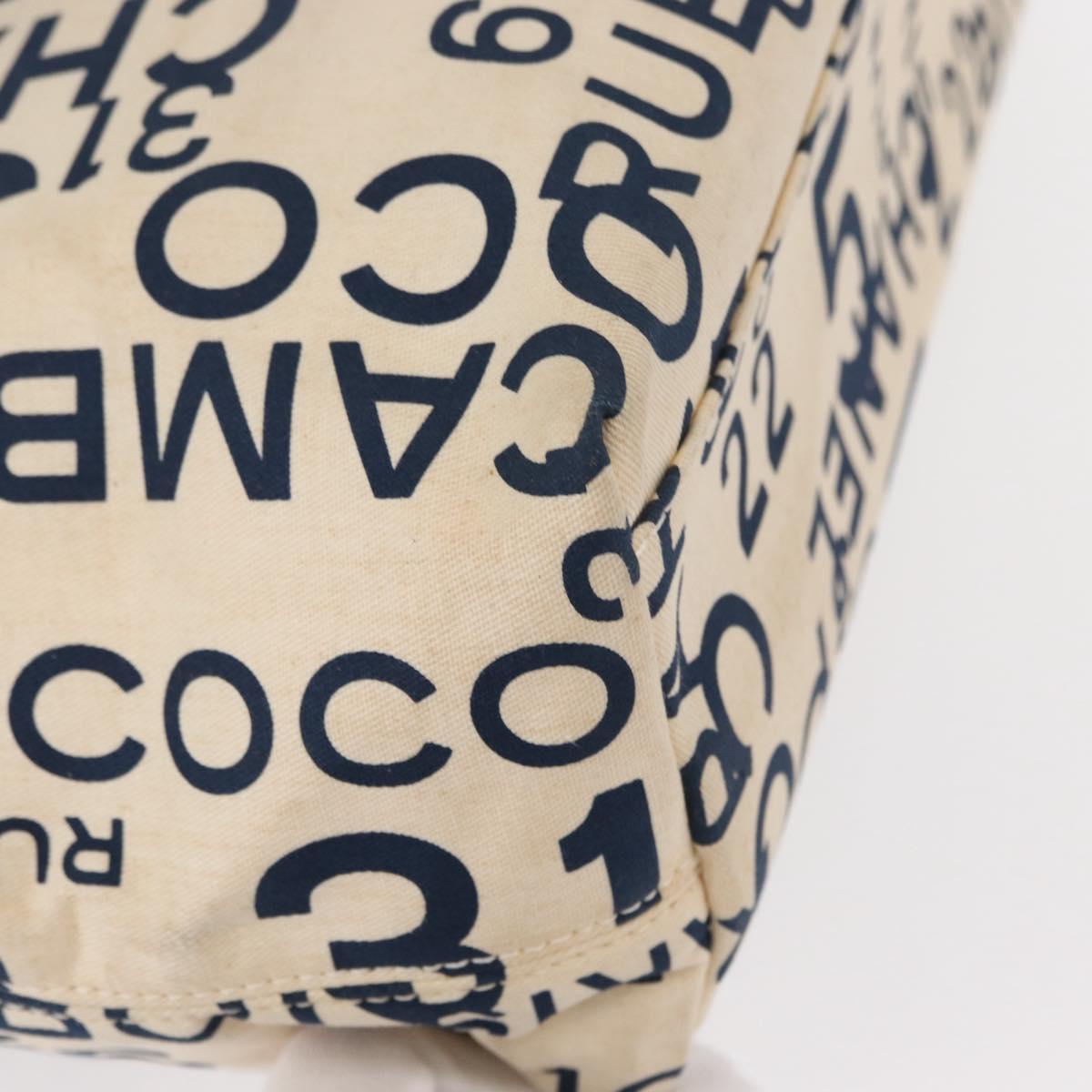 CHANEL Bysy line Tote Bag Canvas Plastic Navy Clear CC Auth 154763