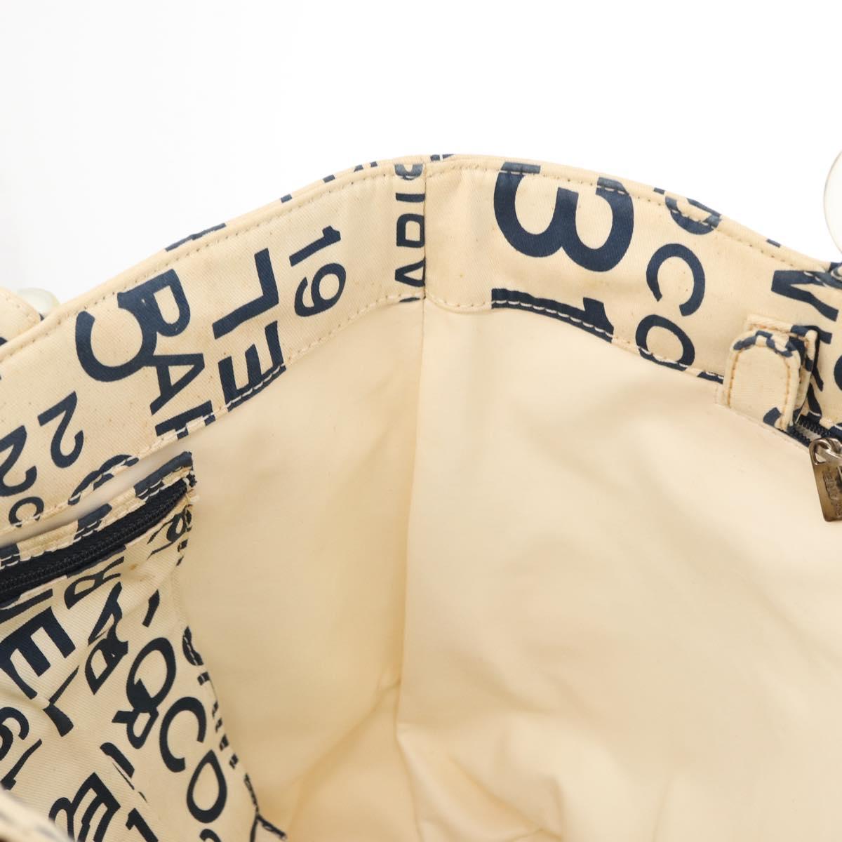 CHANEL Bysy line Tote Bag Canvas Plastic Navy Clear CC Auth 154763