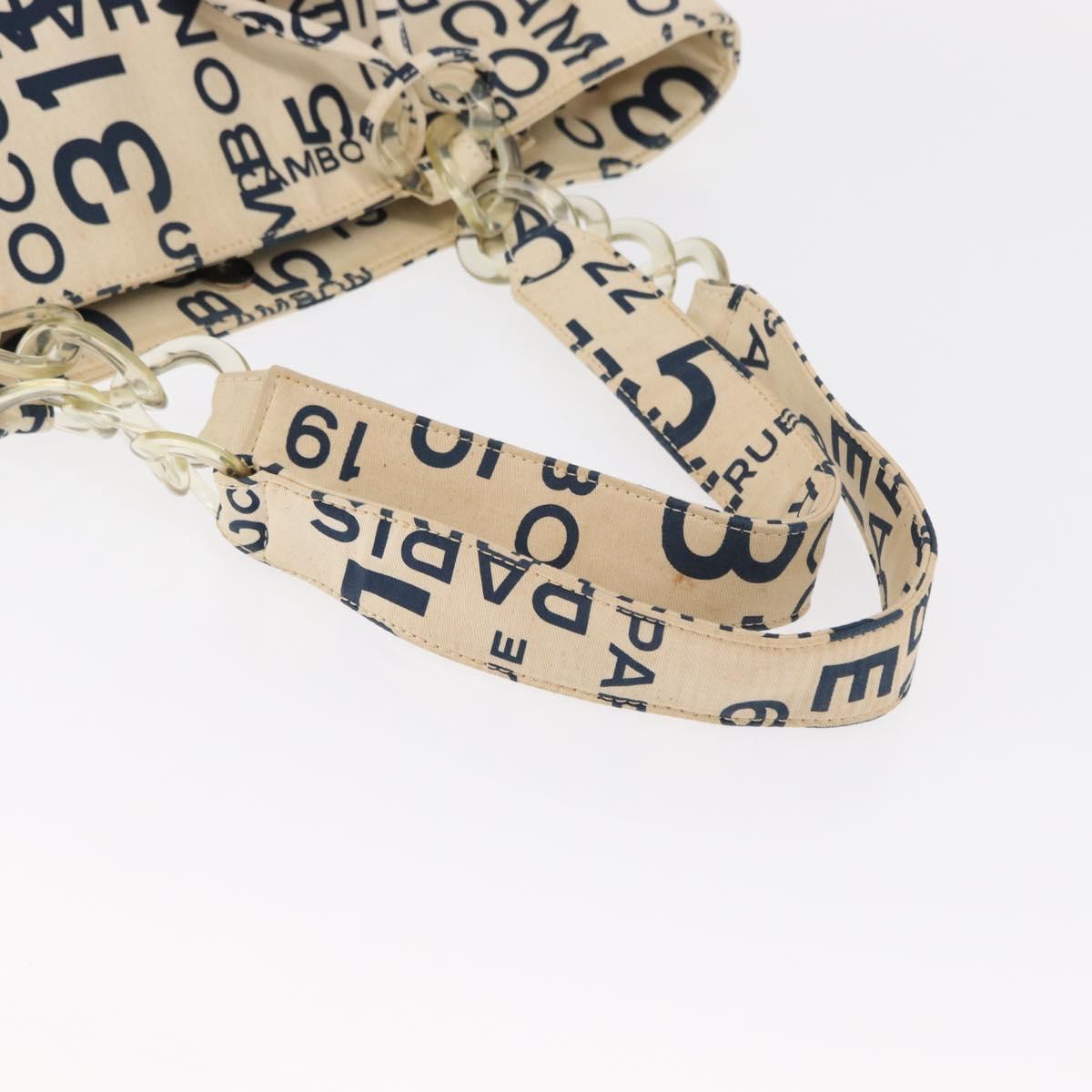 CHANEL Bysy line Tote Bag Canvas Plastic Navy Clear CC Auth 154763