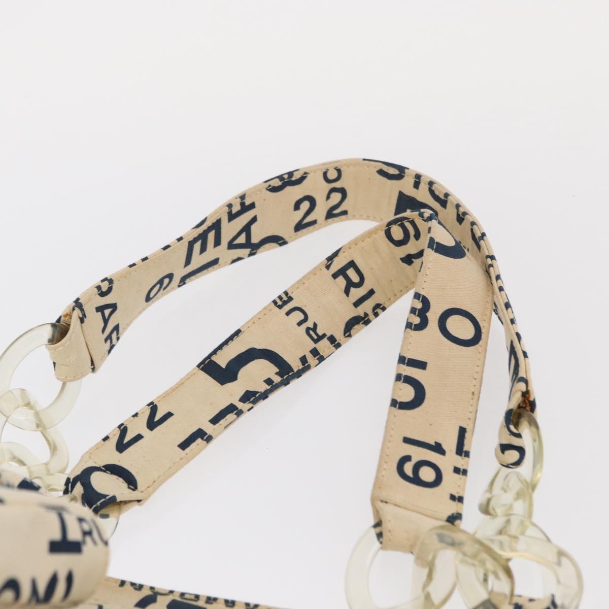 CHANEL Bysy line Tote Bag Canvas Plastic Navy Clear CC Auth 154763