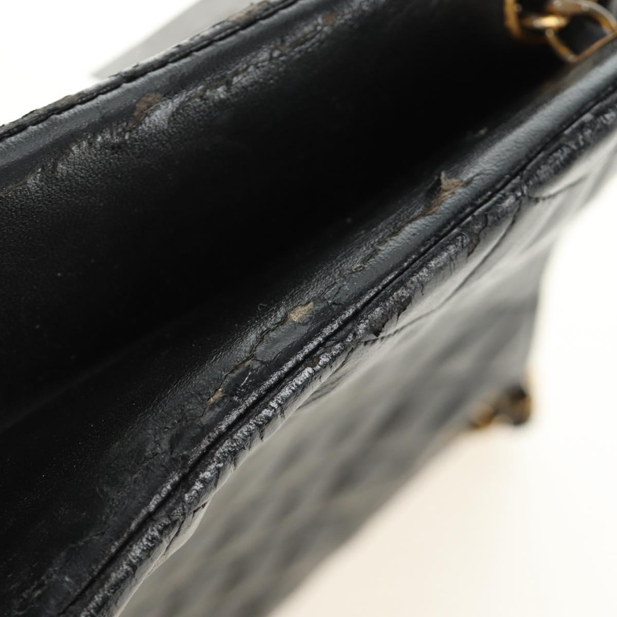 CHANEL Matelasse Chain Shoulder Bag Patent leather Black Gold CC Auth 154765