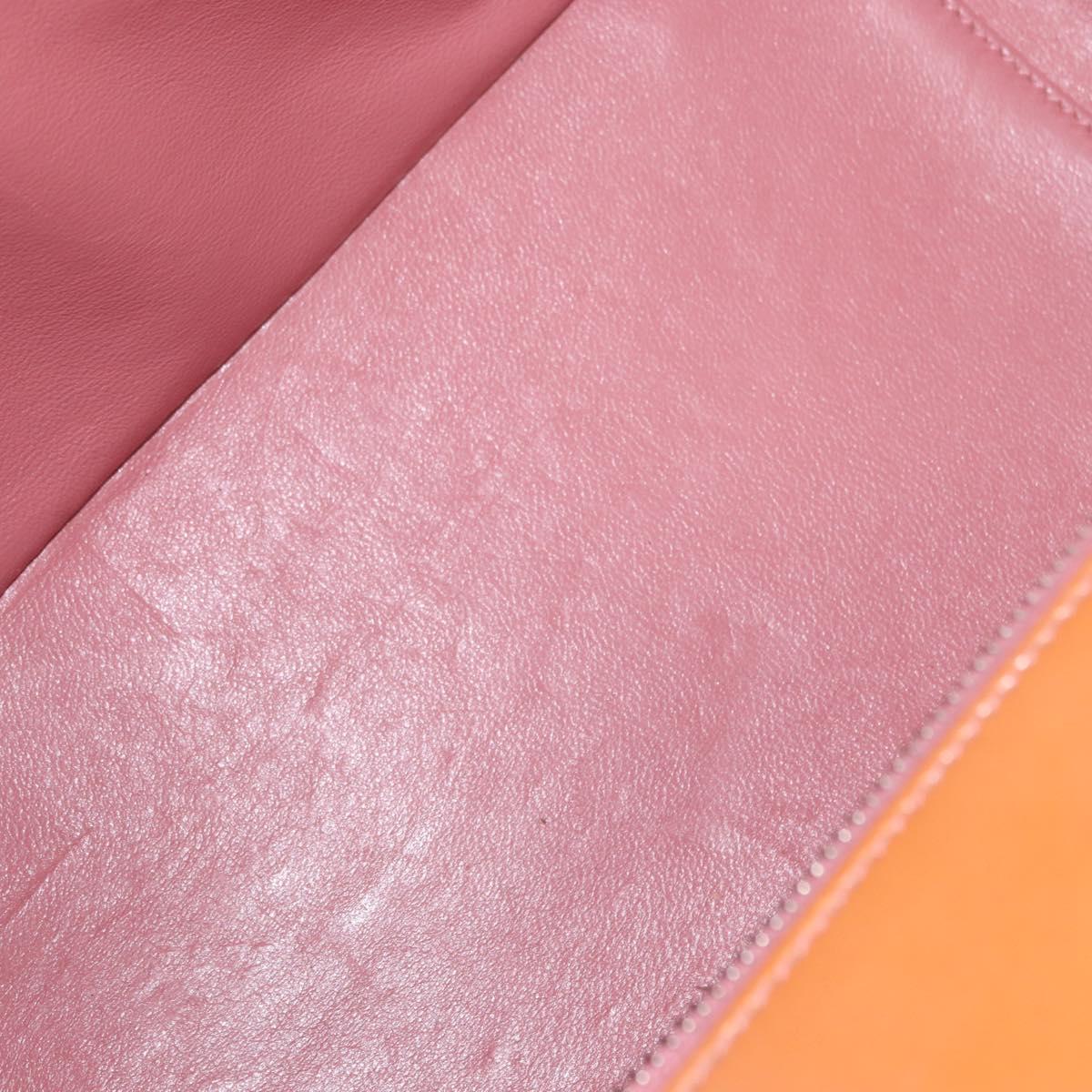 CHANEL Matelasse COCO Mark Chain Bag Patent Leather Orange Silver CC Auth 154766