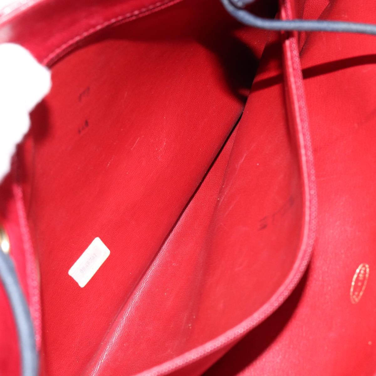 CHANEL Bicolore Chain Shoulder Bag Lamb Skin Red Gold CC Auth 154767