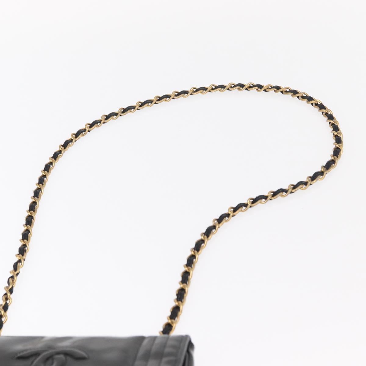 CHANEL COCO Mark Chain Shoulder Bag Enamel Black Gold CC Auth 154768