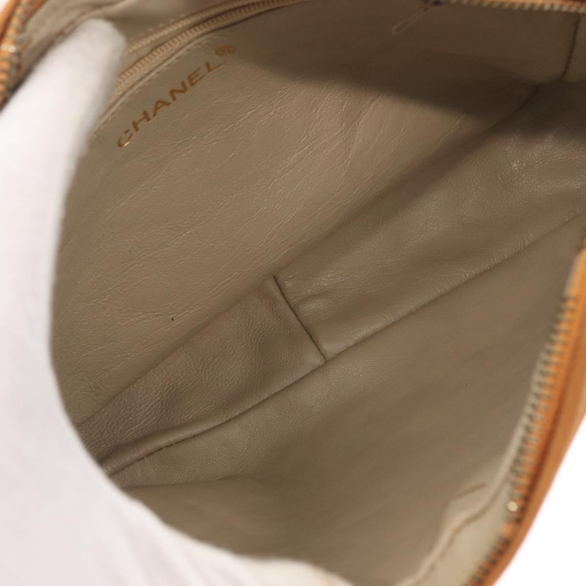 CHANEL Matelasse Chain Shoulder Bag Suede Beige gold CC Auth 154770