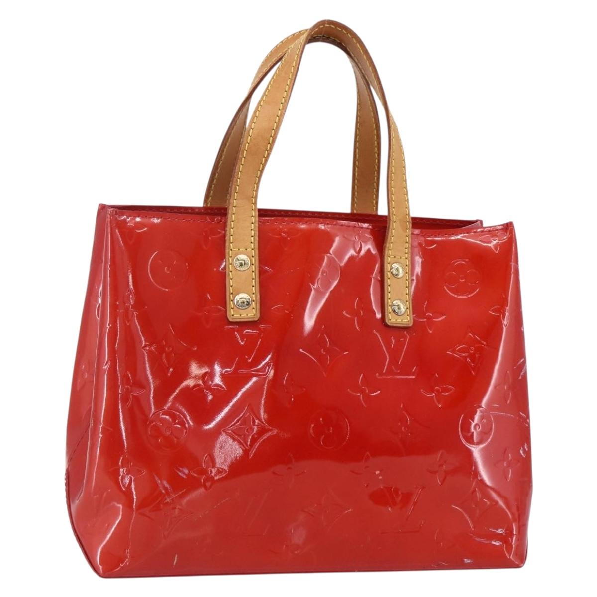 LOUIS VUITTON Monogram Vernis Reade PM Hand Bag Red Rouge M91088 LV Auth 154833