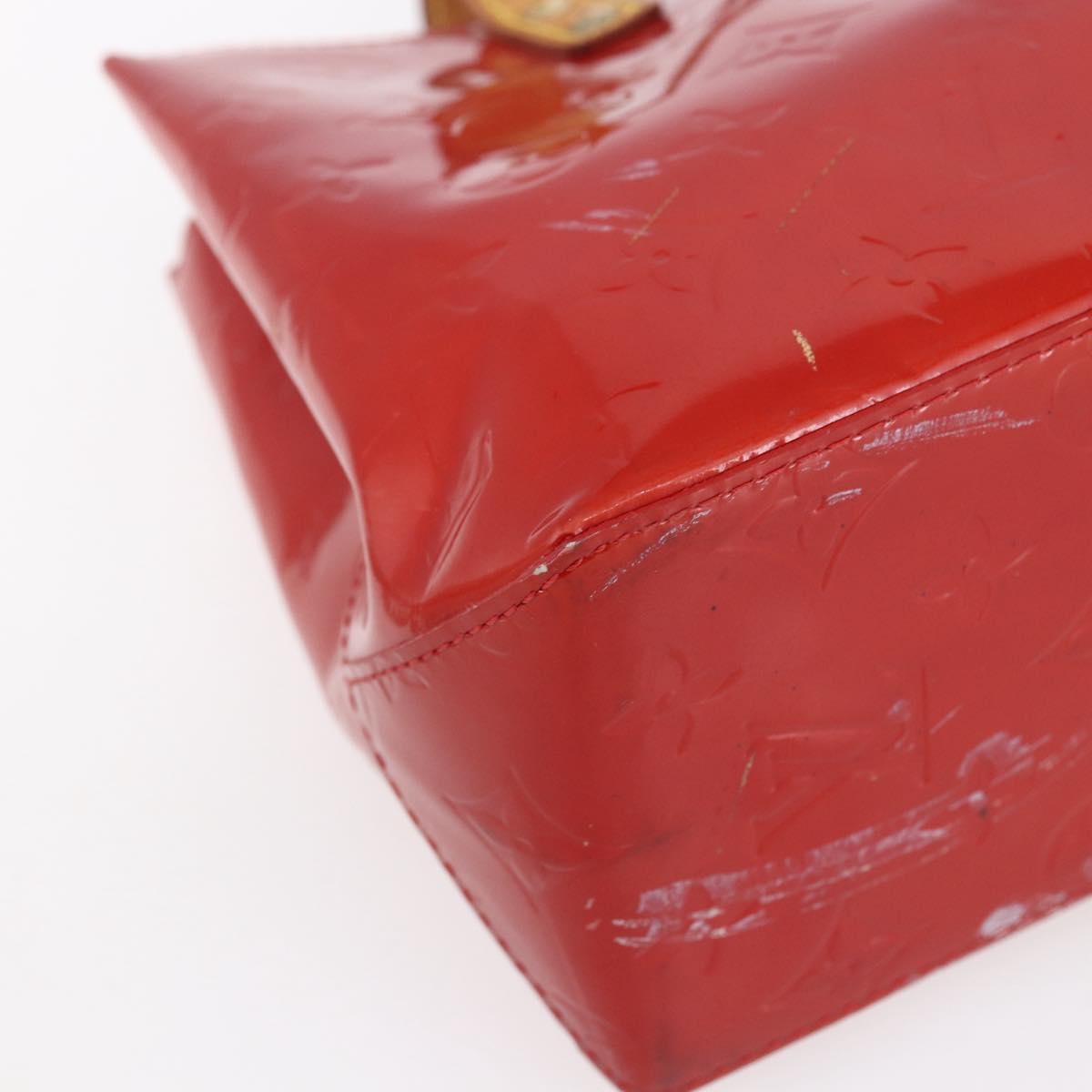 LOUIS VUITTON Monogram Vernis Reade PM Hand Bag Red Rouge M91088 LV Auth 154833
