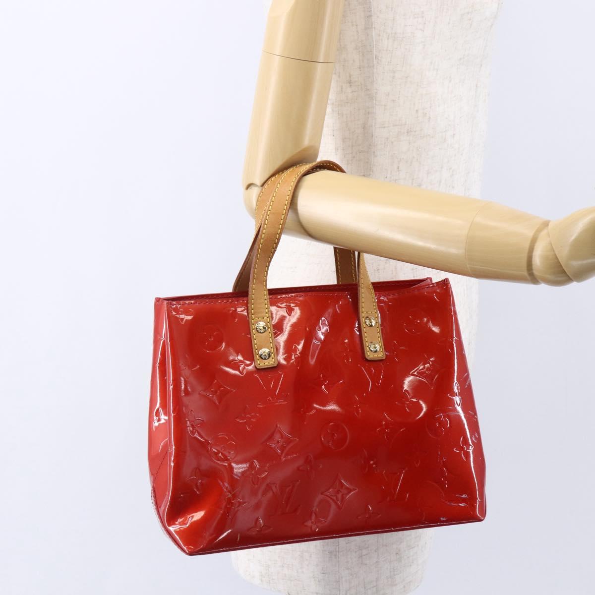LOUIS VUITTON Monogram Vernis Reade PM Hand Bag Red Rouge M91088 LV Auth 154833