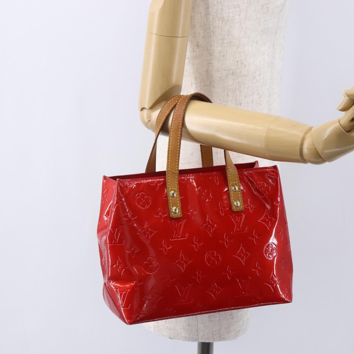 LOUIS VUITTON Monogram Vernis Reade PM Hand Bag Red Rouge M91088 LV Auth 154834